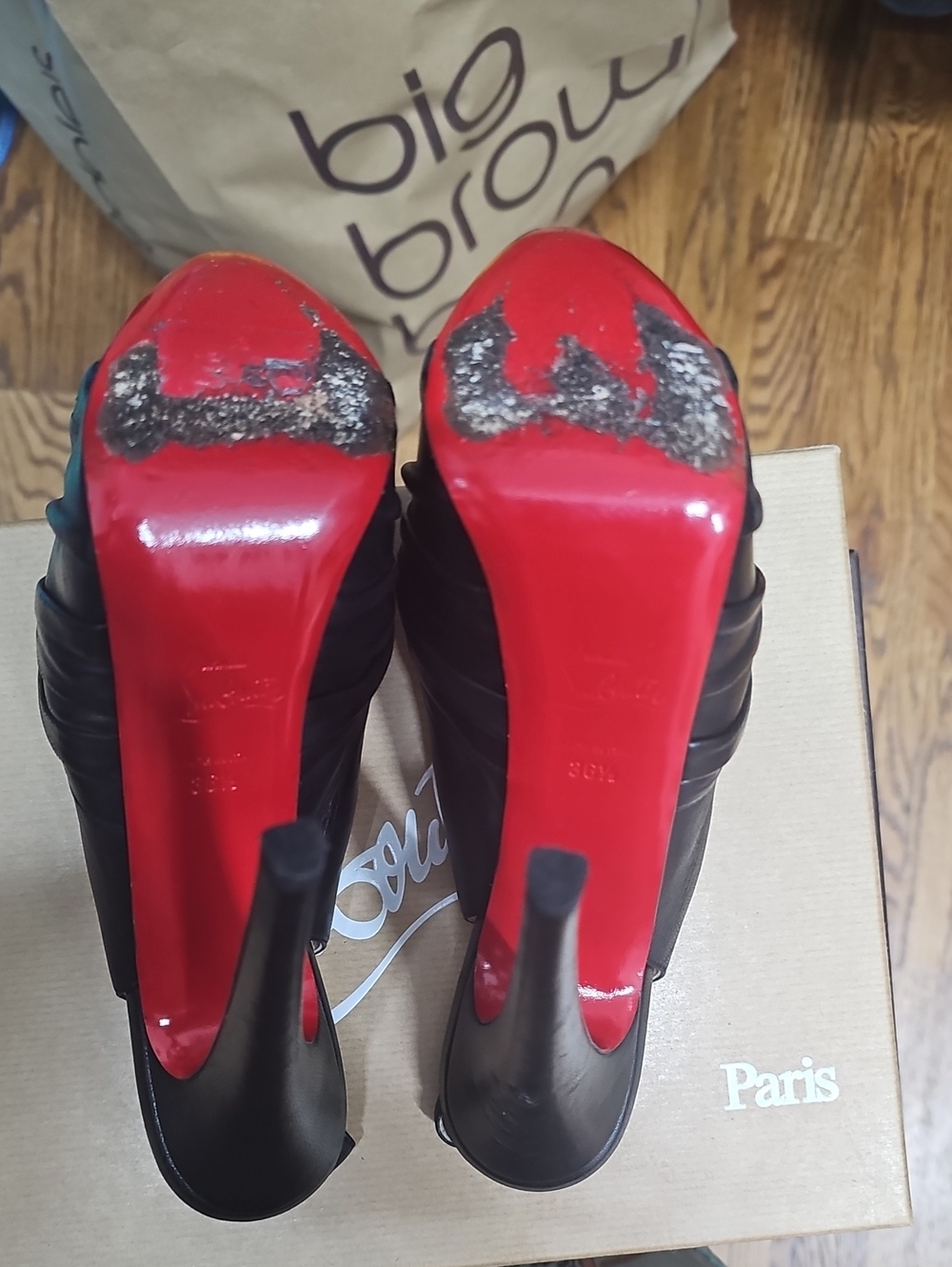Black Slingback High Heel Peep-Toe Pumps - Picture 7 of 7